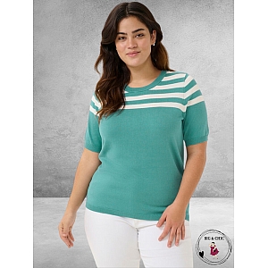 KAFFE CURVE Trui Lizzy Teal/Chalk